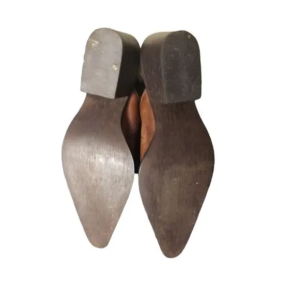 Carlos by Carlos Santana Brown Leather Round-up Mules Western Size 7 1/2 - Picture 3 of 4